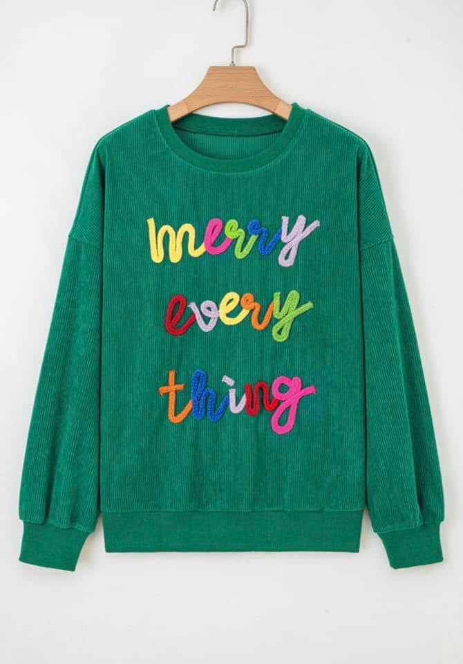 Pre-order Merry Everything Ribbed Sweatshirts