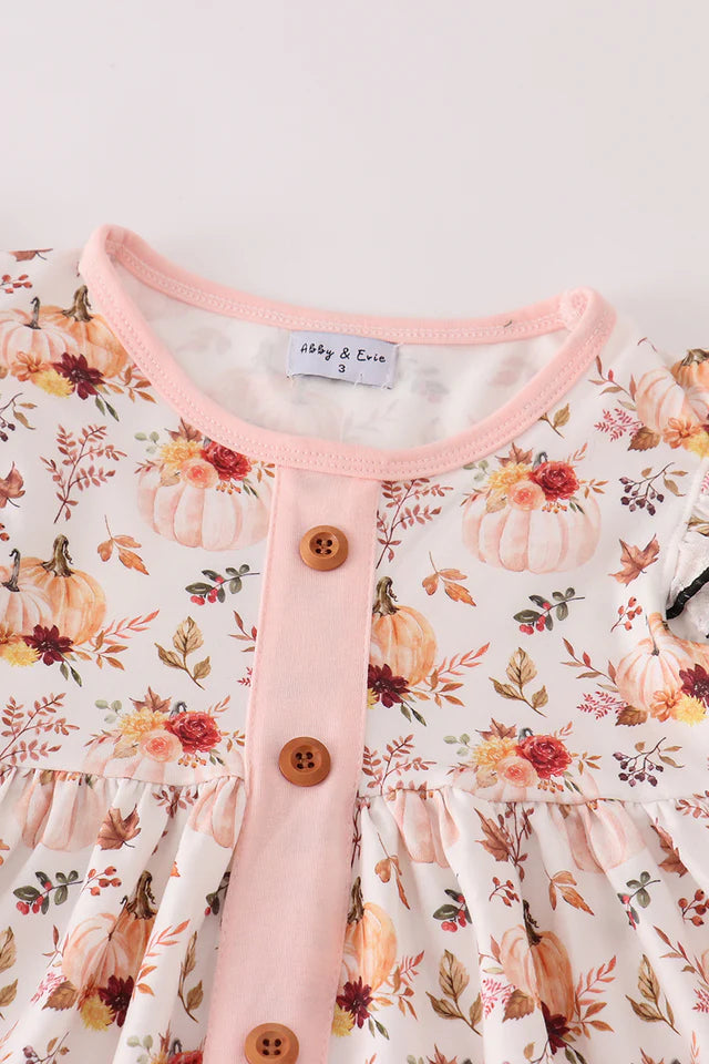 Girls Pumpkin Print Fall Set