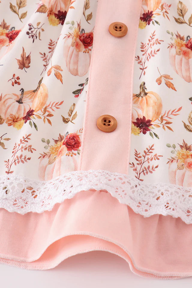 Girls Pumpkin Print Fall Set