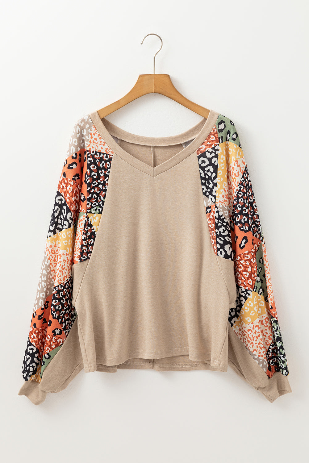 Women’s Leopard Patchwork Sleeve Top