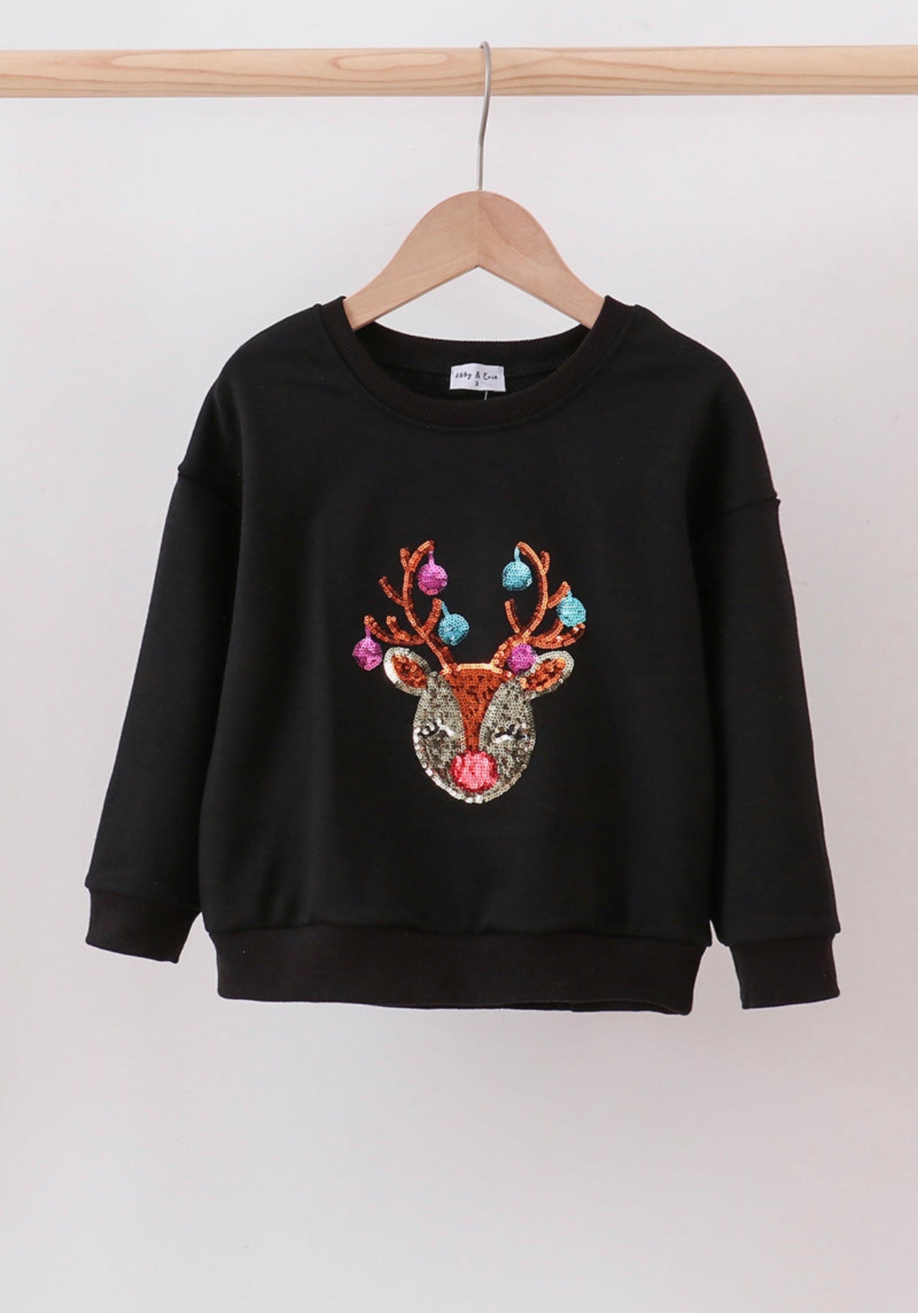 Girls Mom and Me Sequin Reindeer Sweatshirt