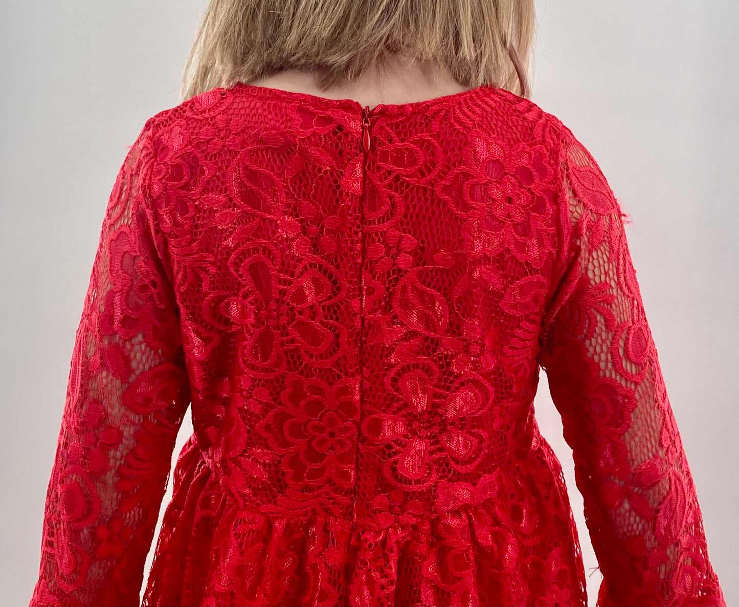 Girls Red Lace Dress