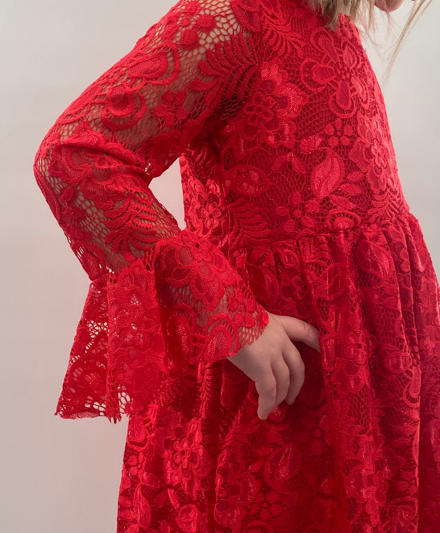 Girls Red Lace Dress
