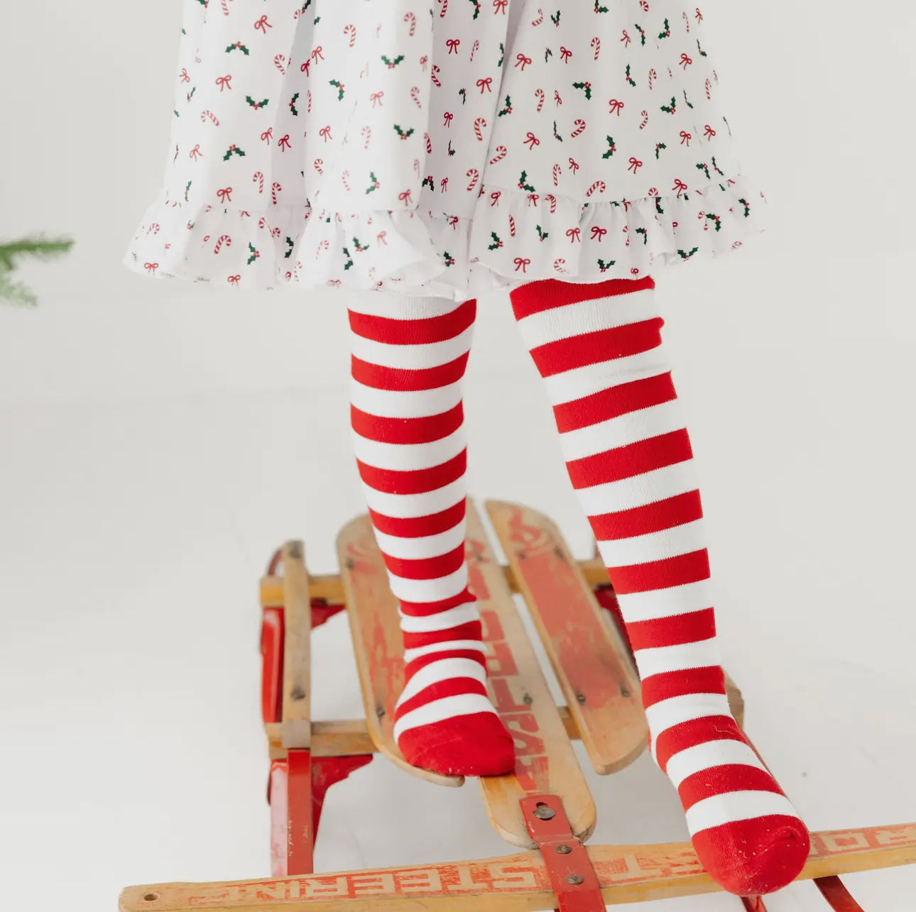 Girls Peppermint Stripe Knit Tights