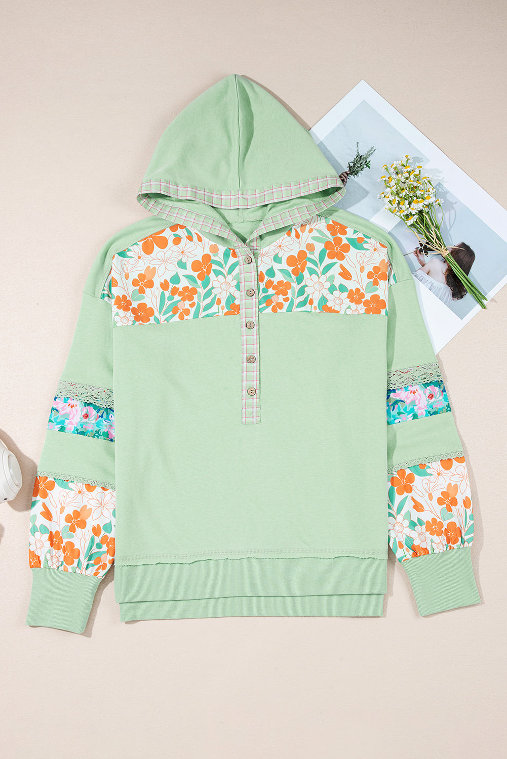 Pre-order Lace Floral Hooded Pullover August