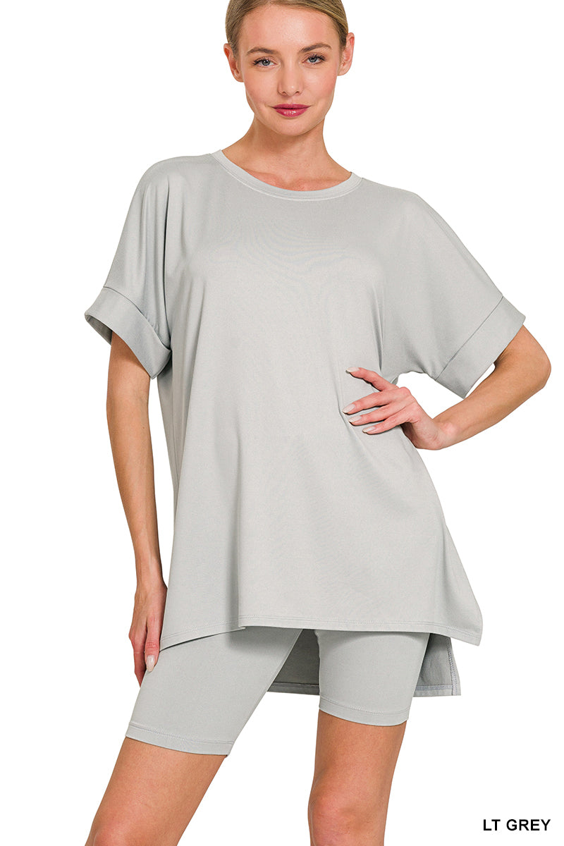 Pre-order Brushed DTY Microfiber Round Neck Top and Biker Shorts