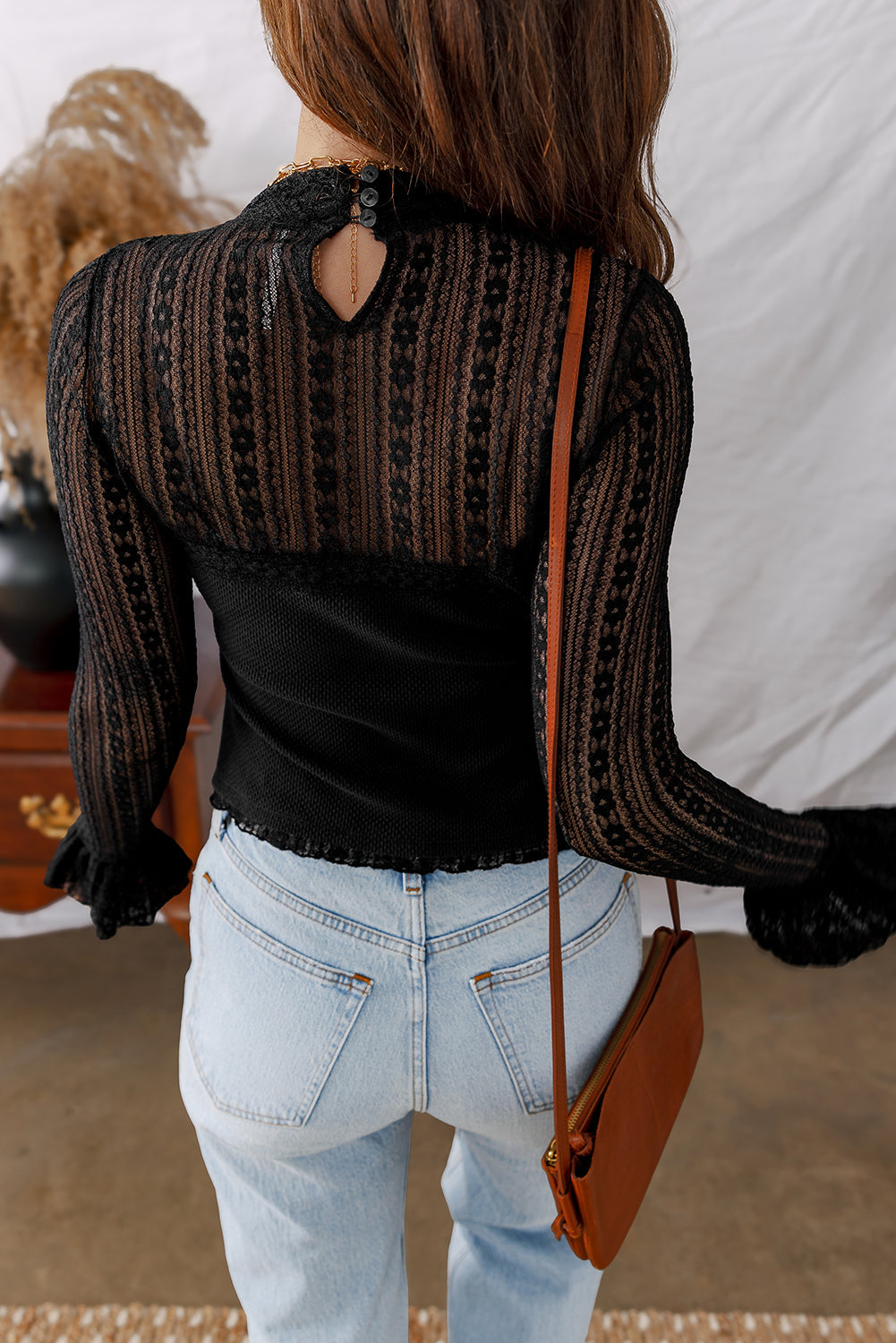 Pre-order Black Lace Flounce Top August