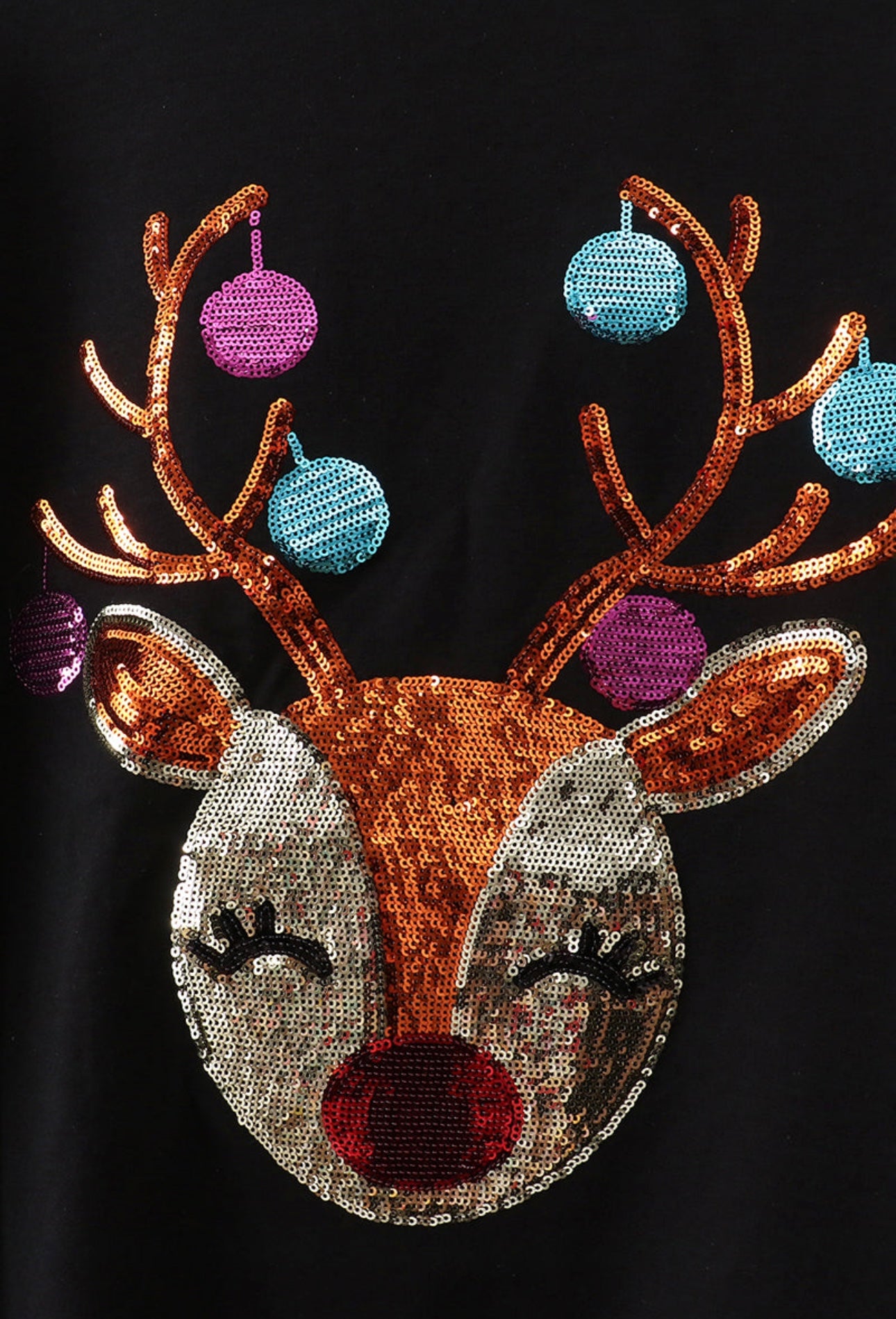 Girls Mom and Me Sequin Reindeer Sweatshirt