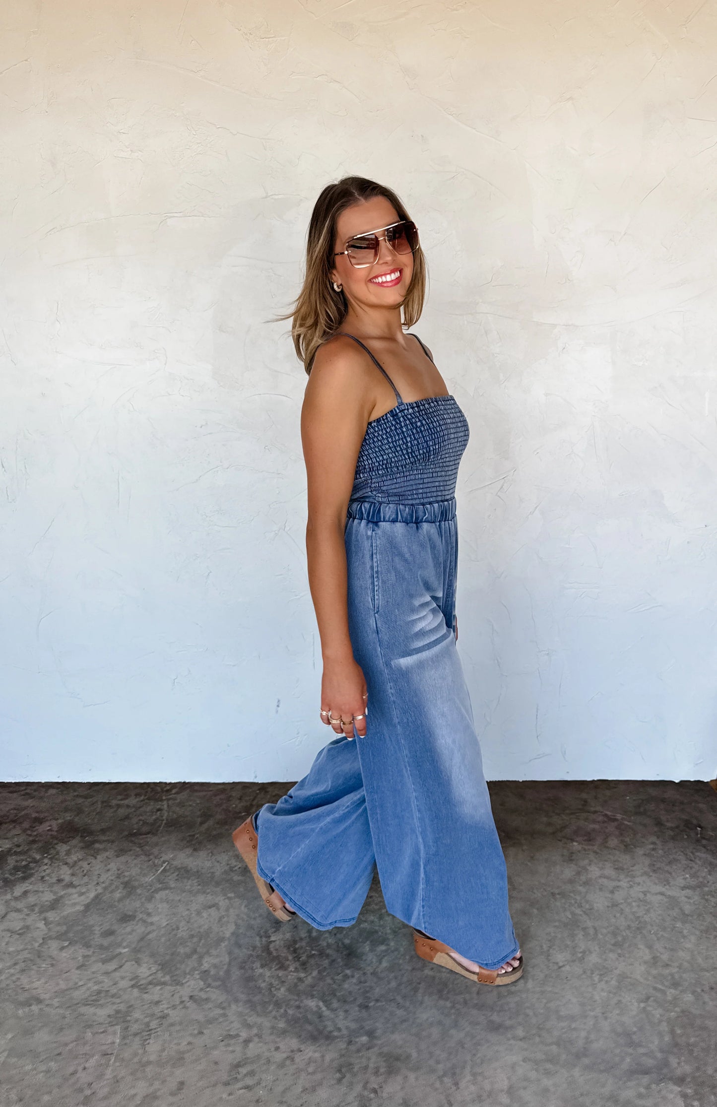 Pre-order Denim Crush Smocked Romper