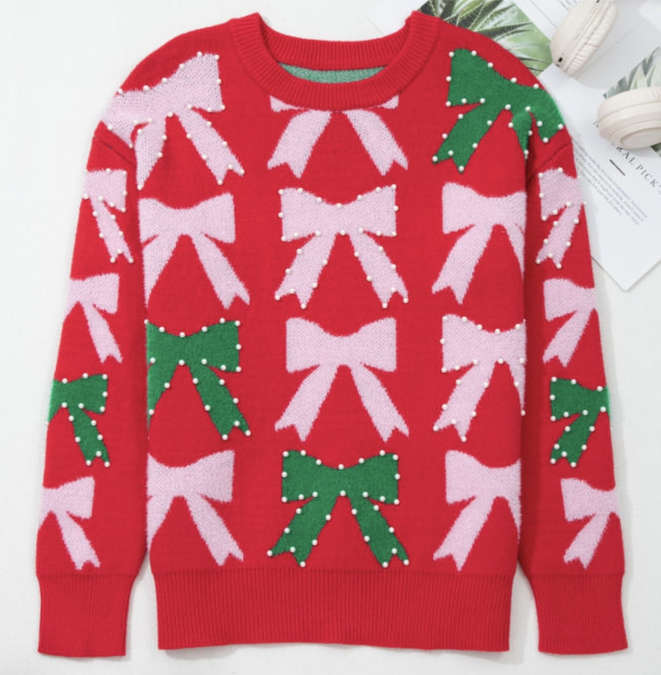 Pre-order Bow Pearl Christmas Sweater