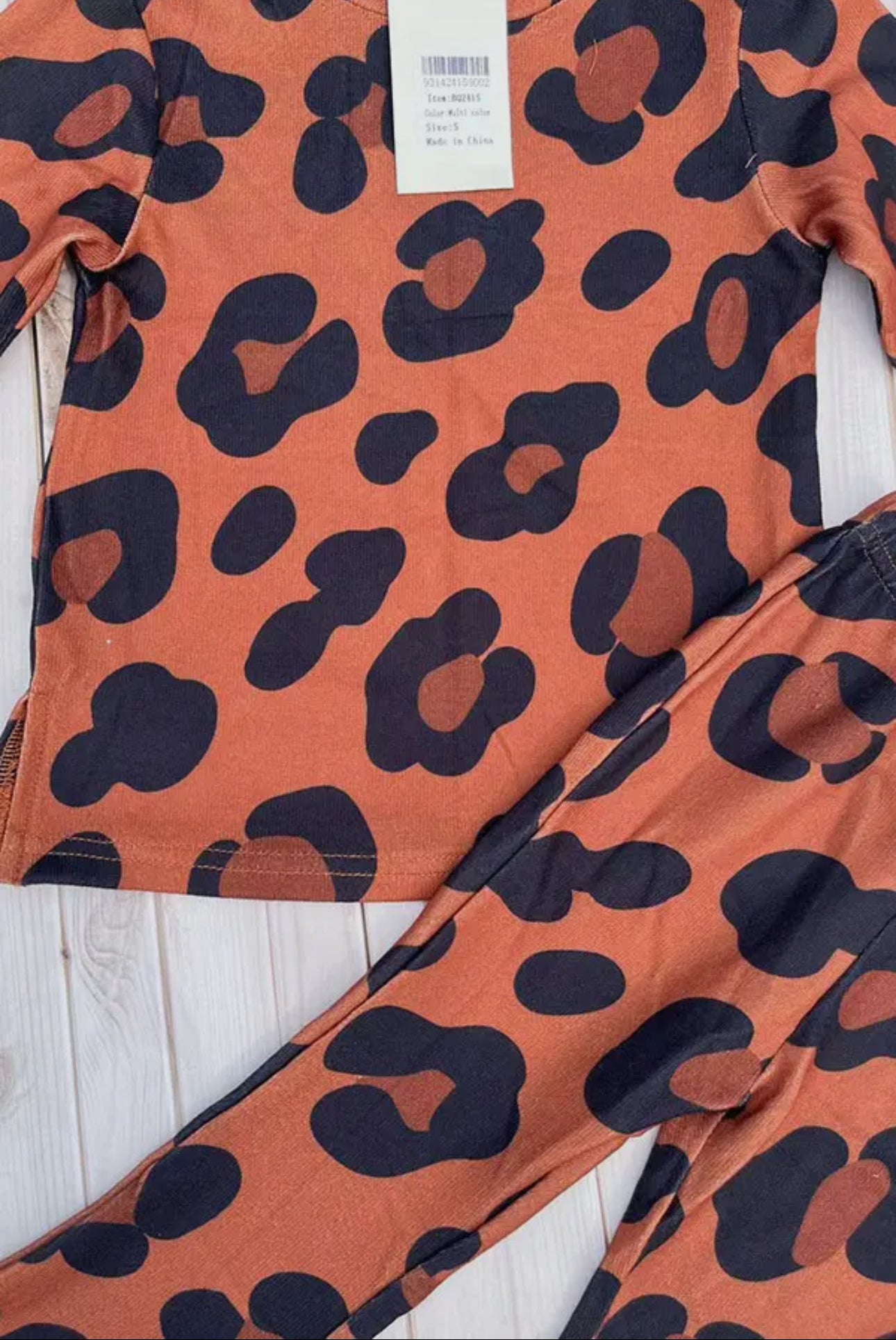 Girls Brown Leopard Lounge Set