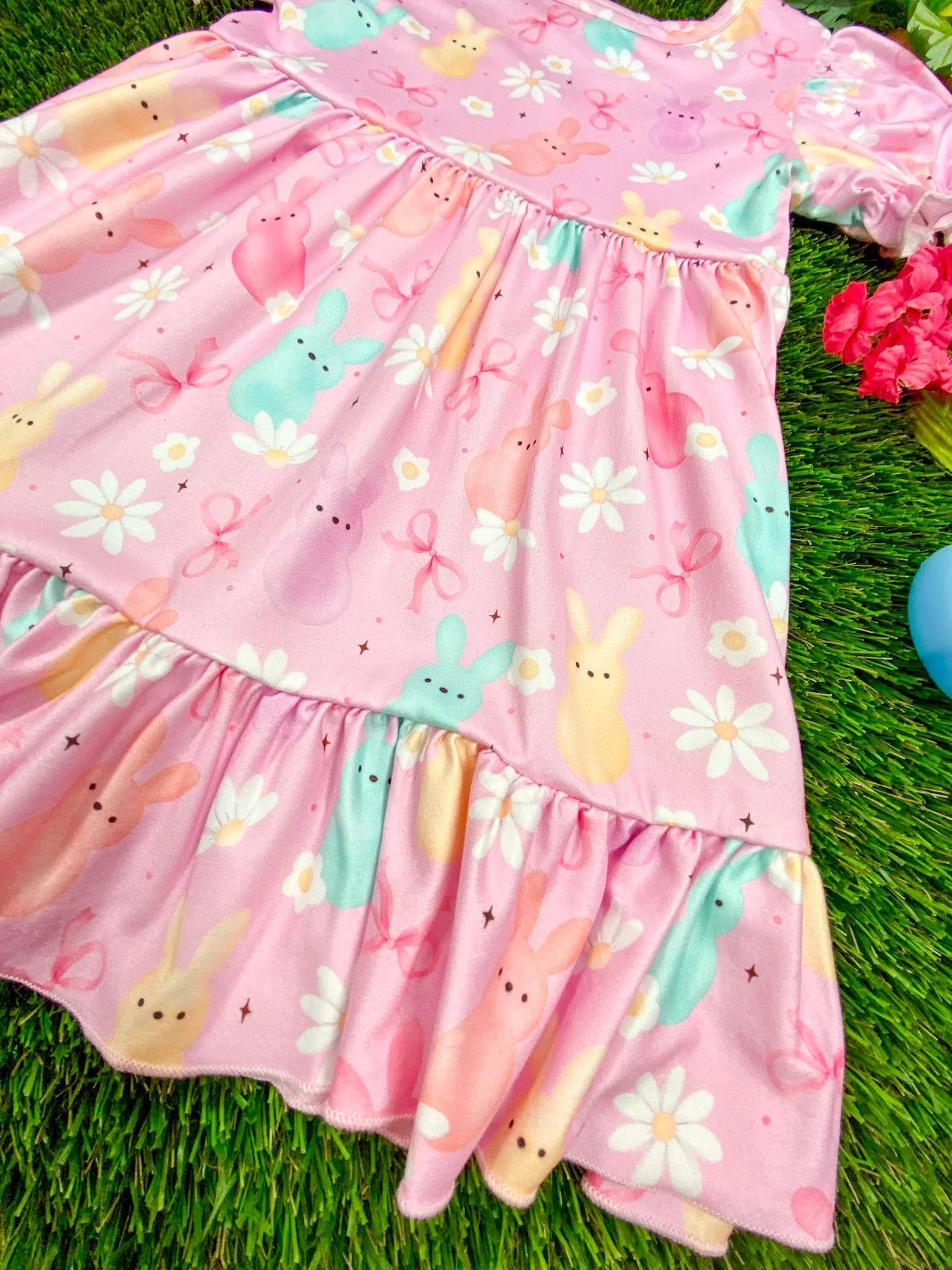 Girls Pastel Easter Bunny Print Twirl