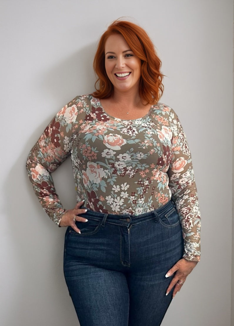 Women's Floral Print Mesh Top