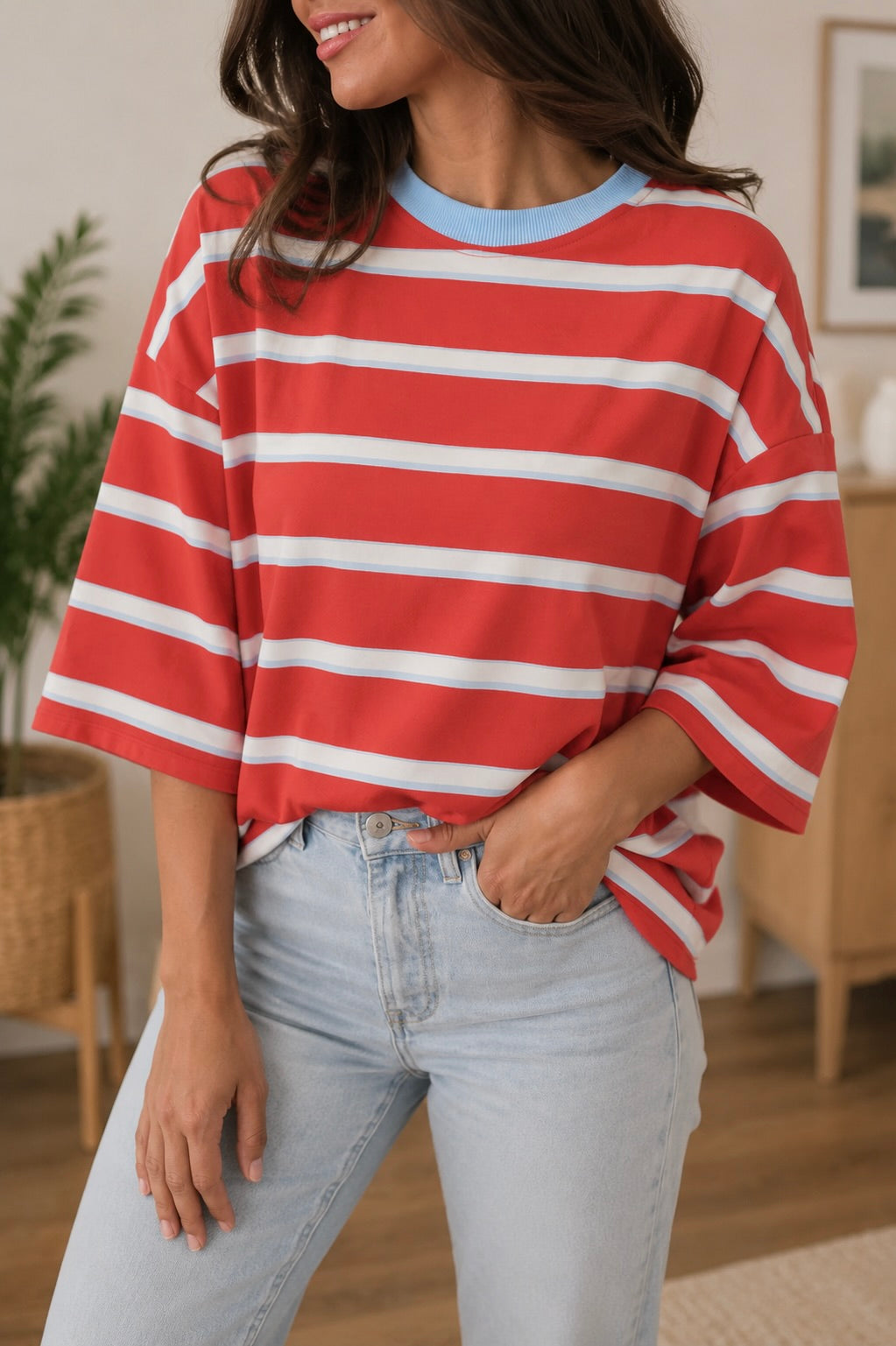 Pre-order Red Striped Bow Back Shirt
