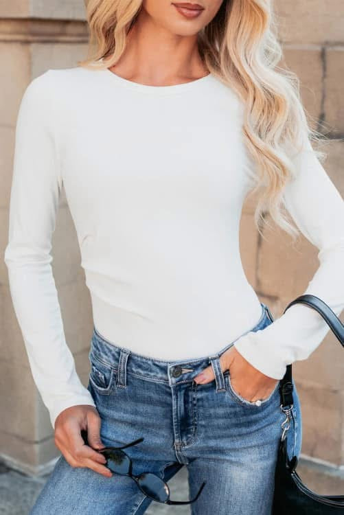Pre-order White Ribbed Crew