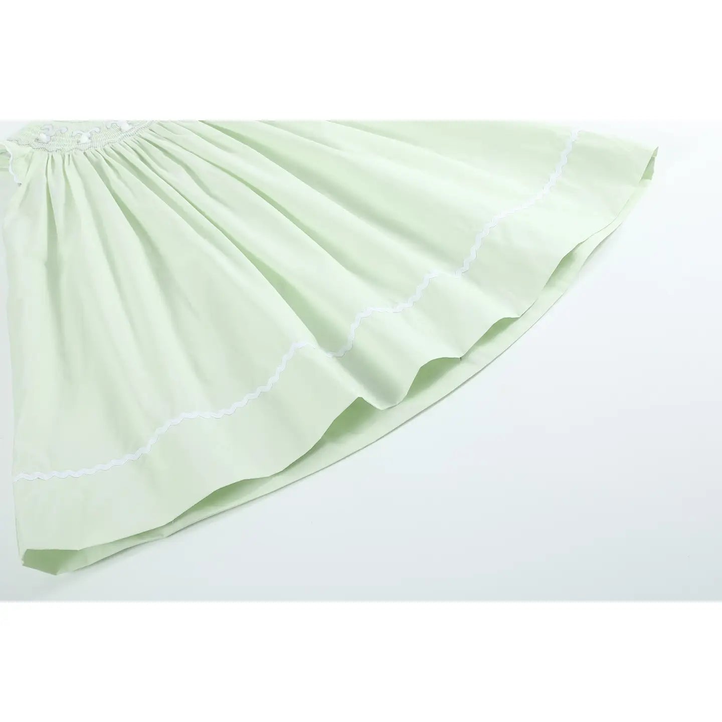 Girls Honeydew Green Bunny Smocked Bishop Dress