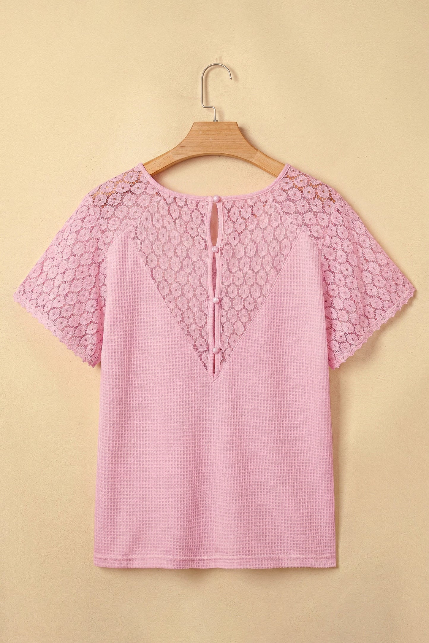 Pre-order Pink Lace Waffle Knit Blouse