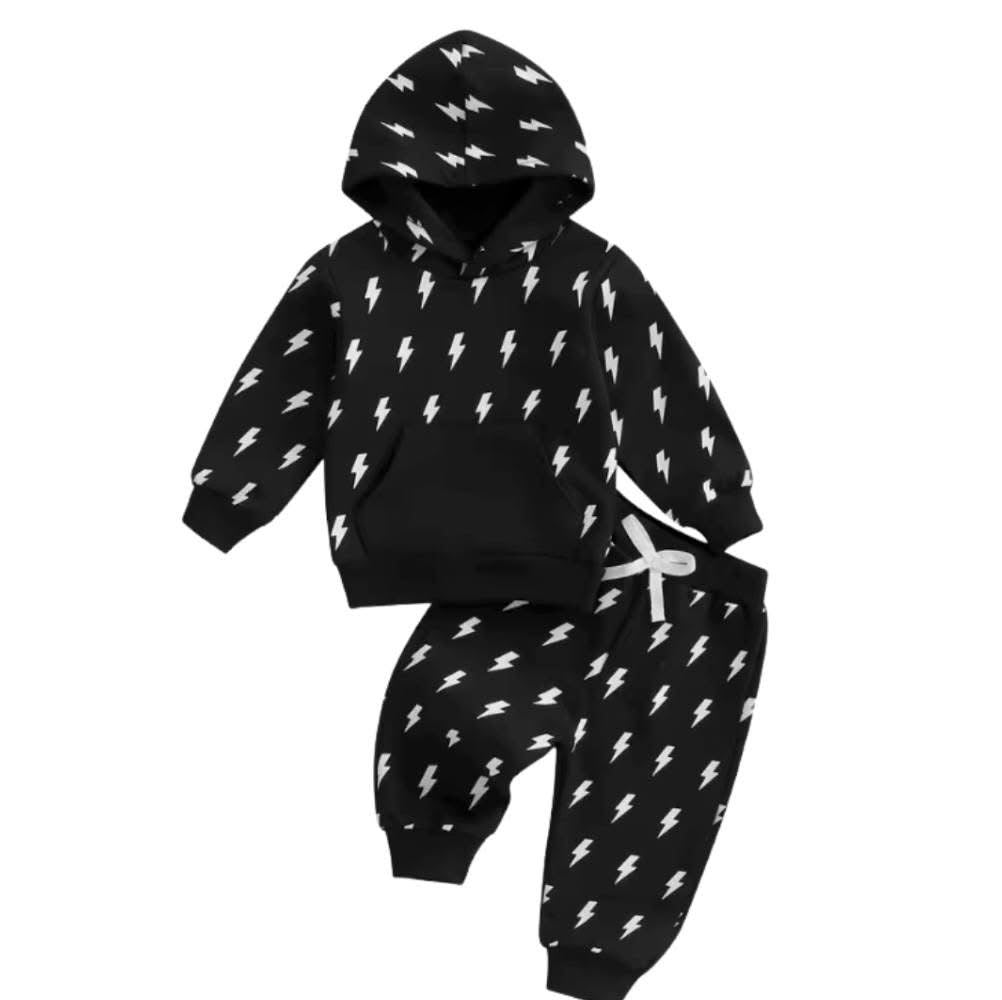 Boys Black Lightning Bolt Set
