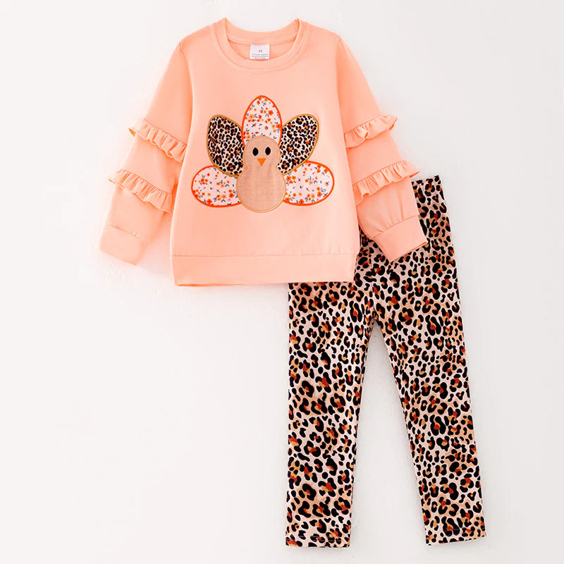 Girls Thanksgiving Turkey Appliqué Set