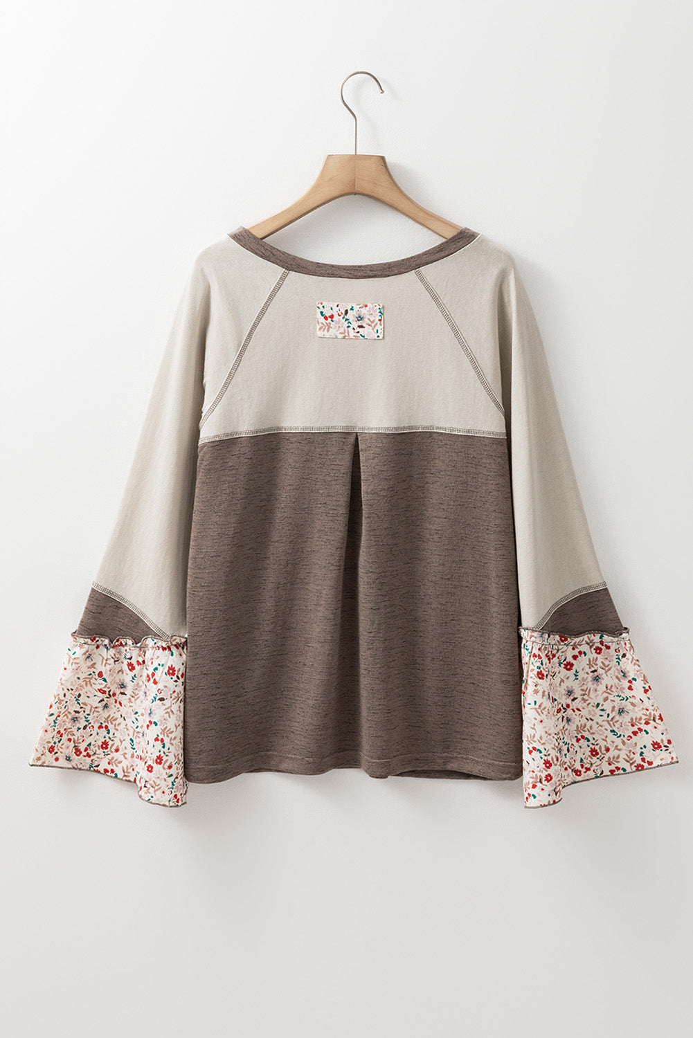 Women’s Boho Floral Bell Sleeve Henley Top