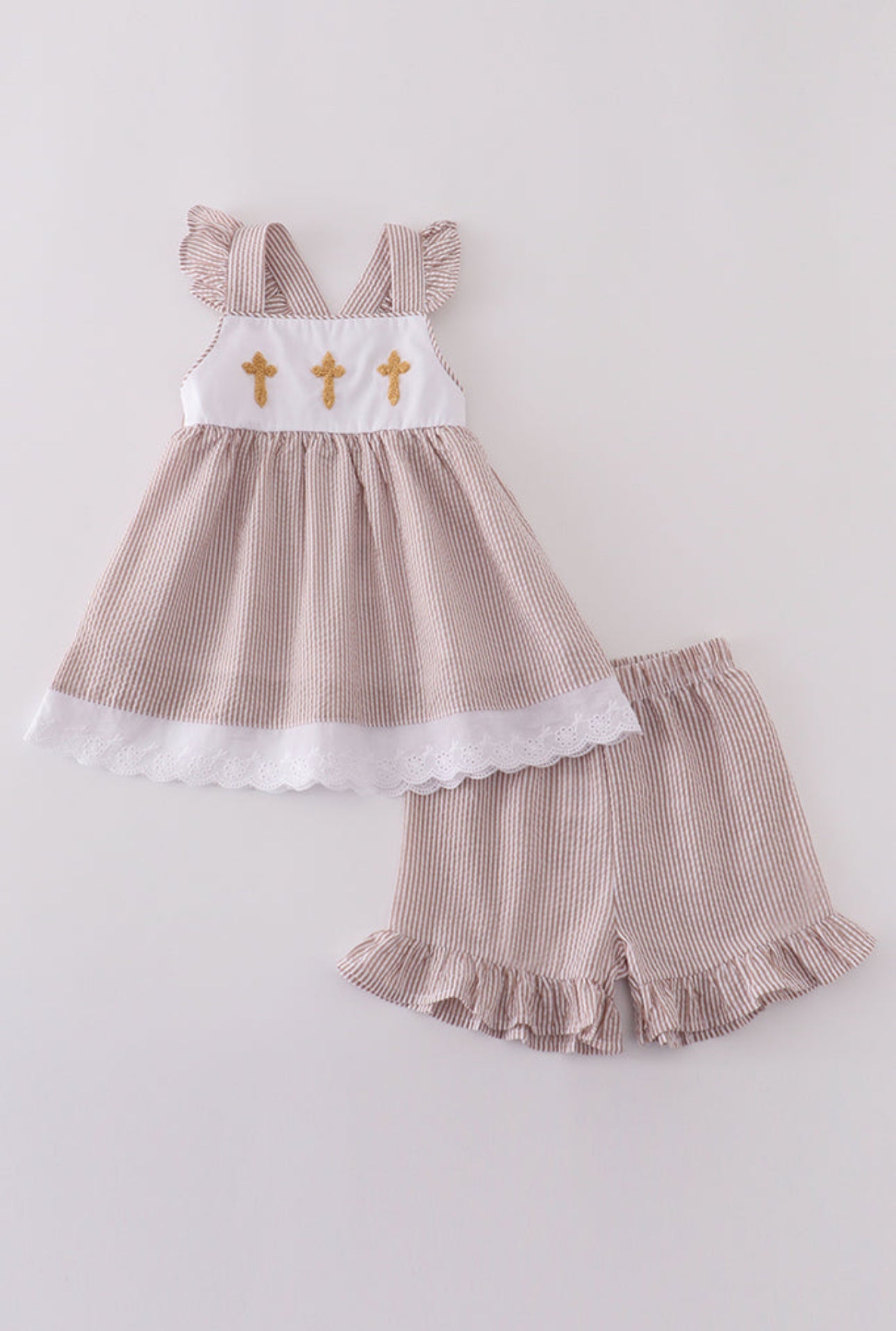 Girls Premium Brown Cross Embroidery Set