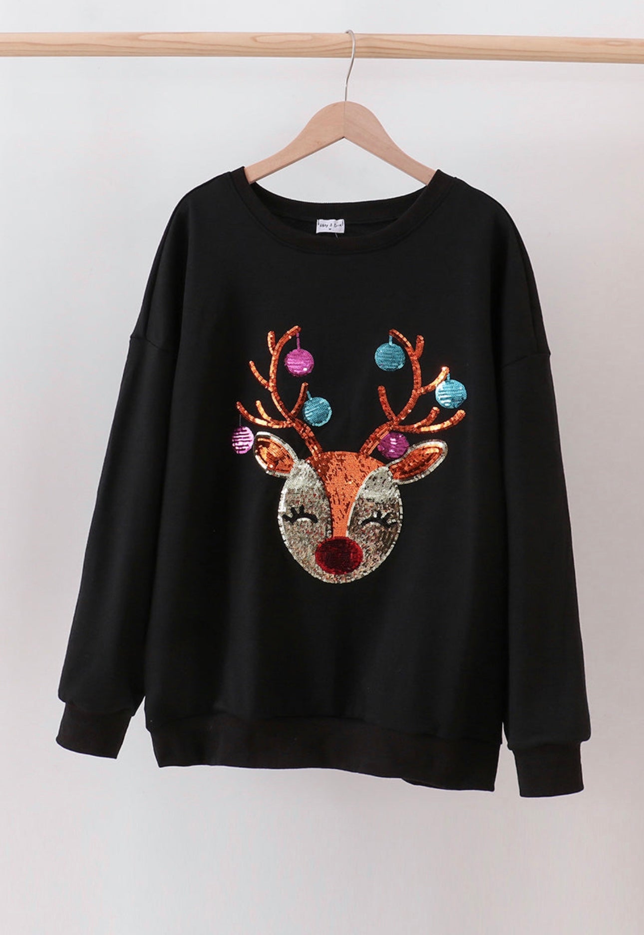 Girls Mom and Me Sequin Reindeer Sweatshirt