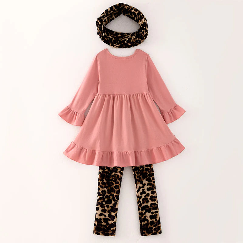 Girls Leopard High Low Set