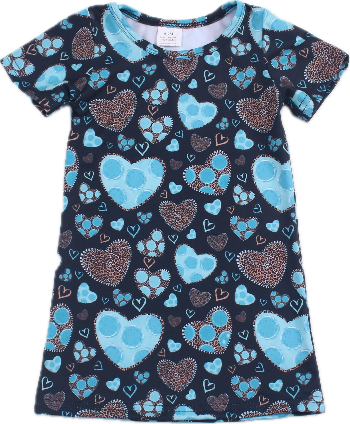 Girls Turquoise Love Shirt Dress