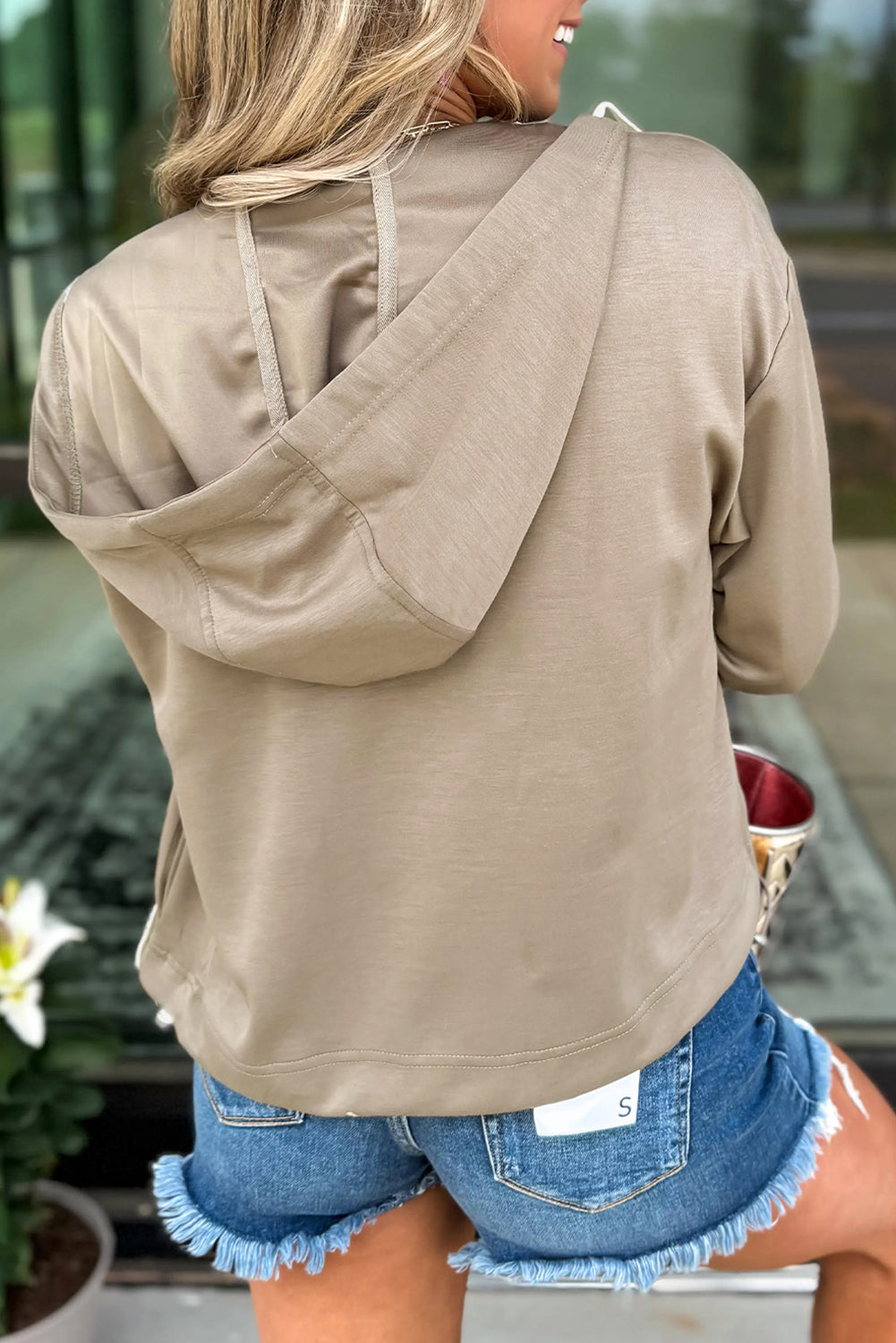 Pre-order Beige Bow Embroidered Hoodie September