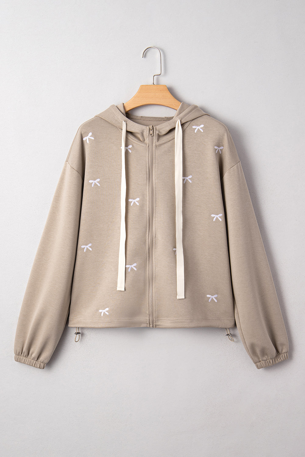 Pre-order Beige Bow Embroidered Hoodie September