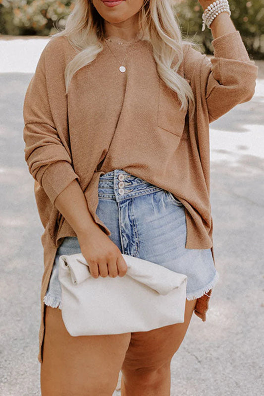 Pre-order Beige Plus Size Knit Top October