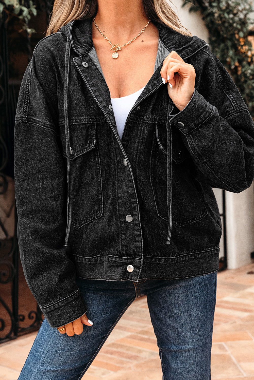 Pre-order Black Denim Hooded Jacket September