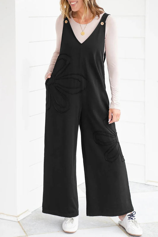 Pre-order Black Flower Patch Jumpsuit October