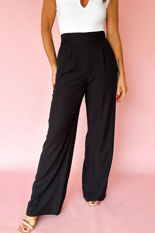 Pre-order Black Pleated Elastic Pants September