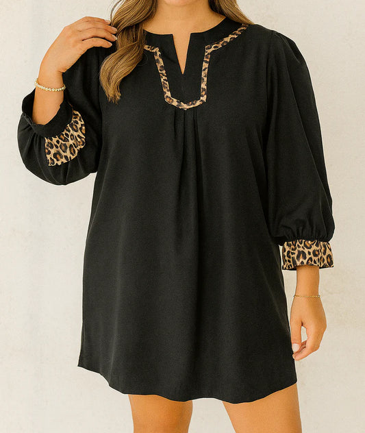 Pre-order Black Plus Size Leopard Dress October
