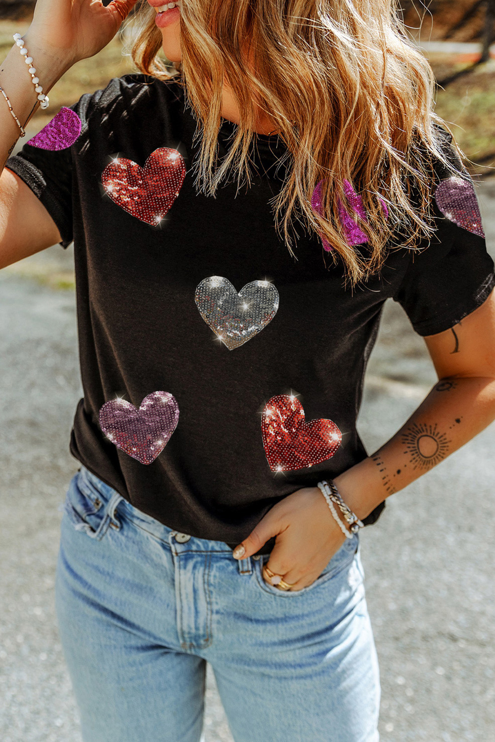 Pre-order Black Sequin Heart Top FB