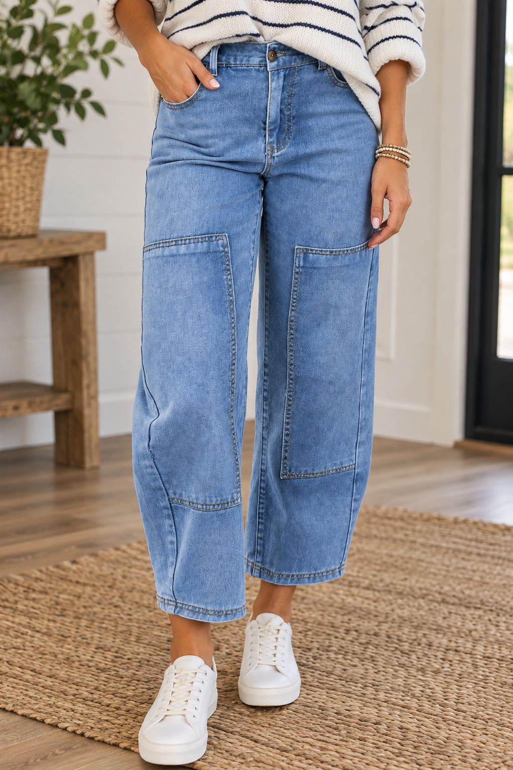 Pre-order Blue Decorative Seam Jeans