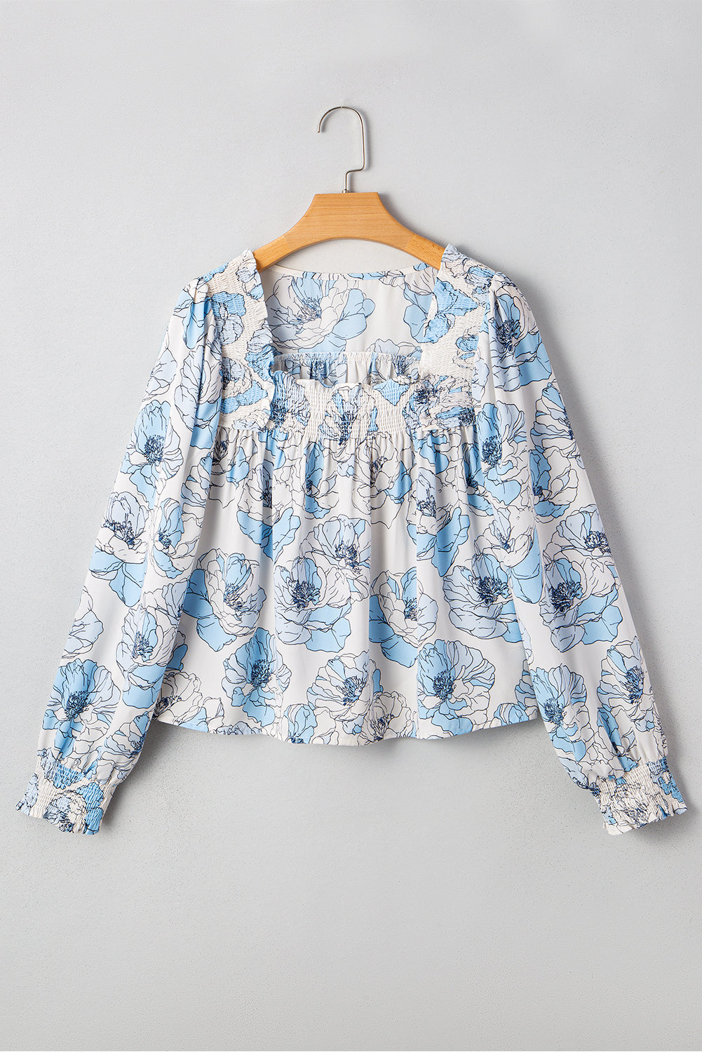 Pre-order Blue Floral Square Neck Blouse August