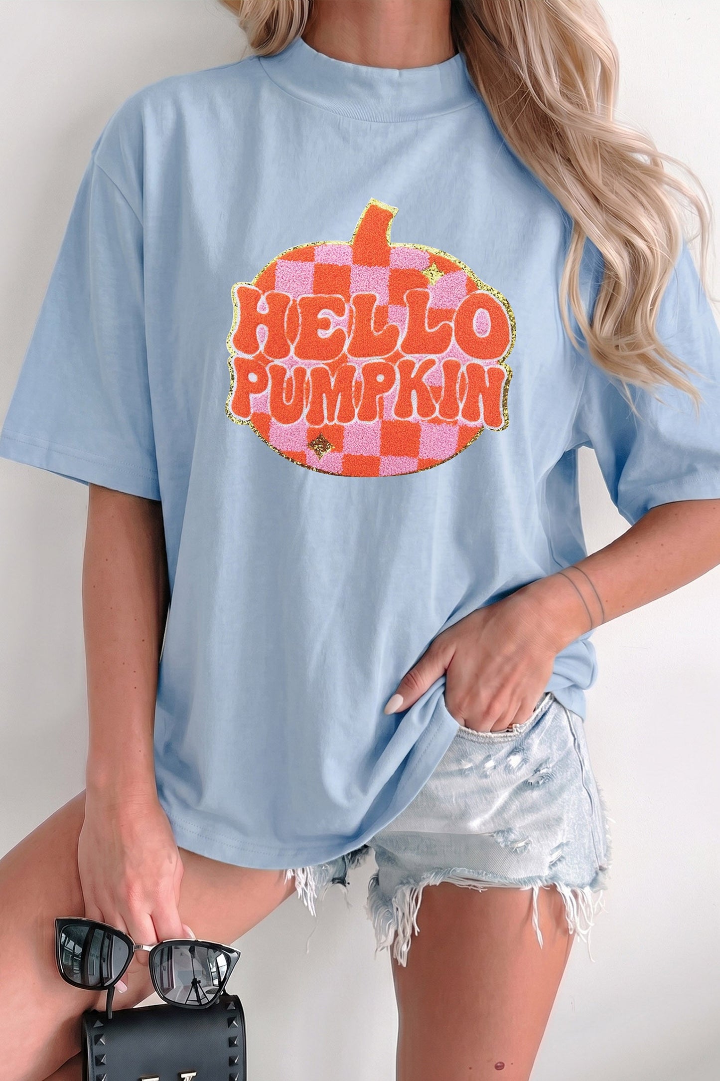 Pre-order Blue HELLO PUMPKIN Shirt