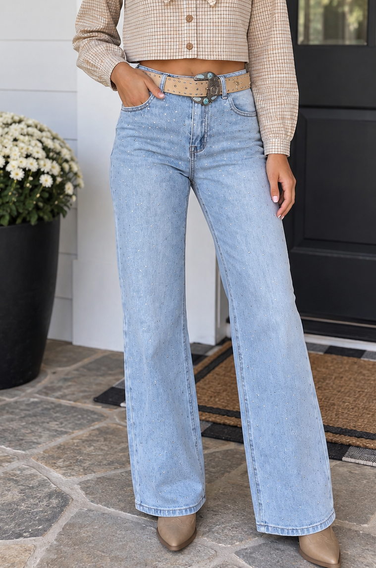 Pre-order Blue Sparkle Western Jeans