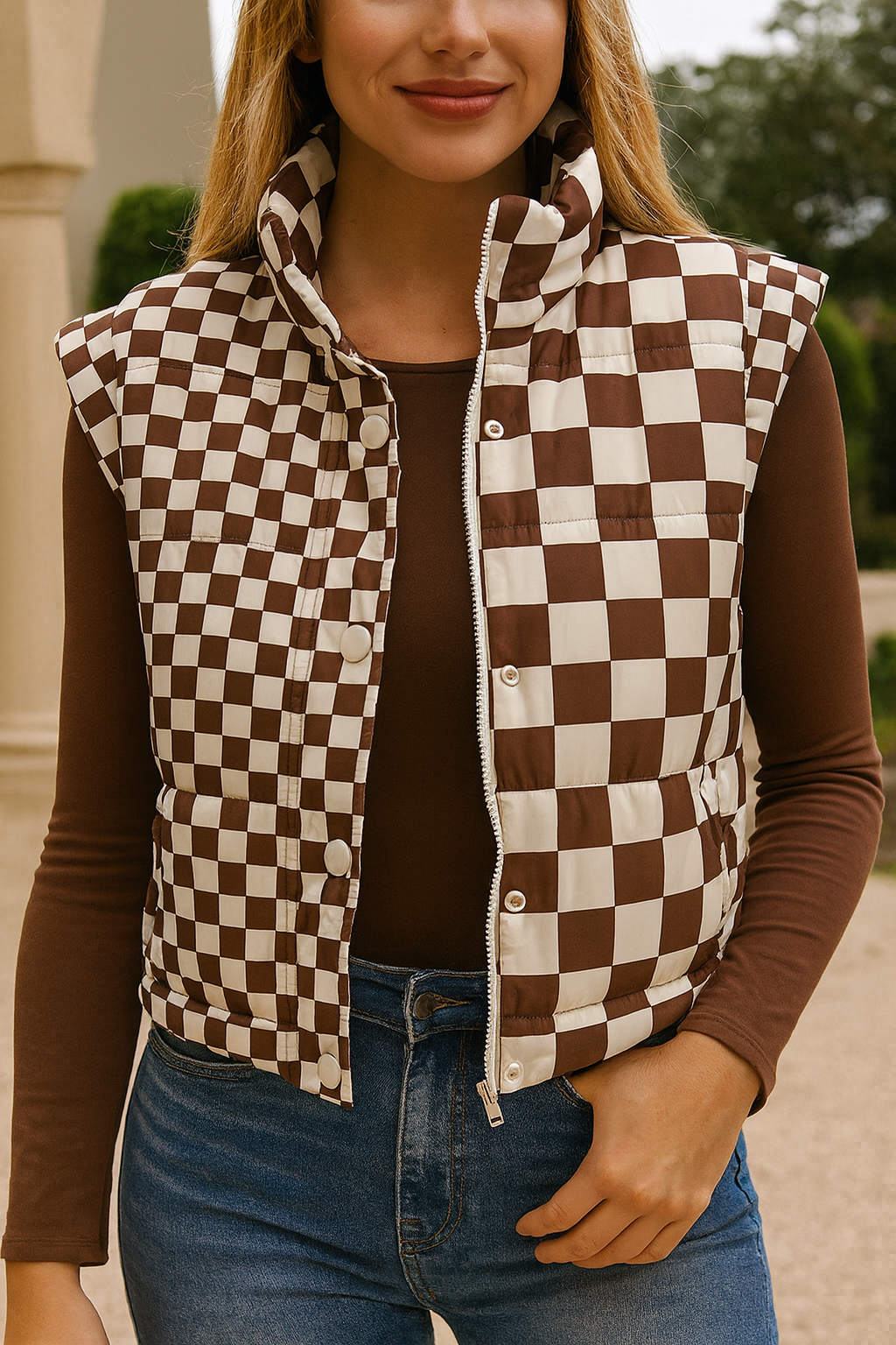 Pre-order Checkered Puffer Vest LT