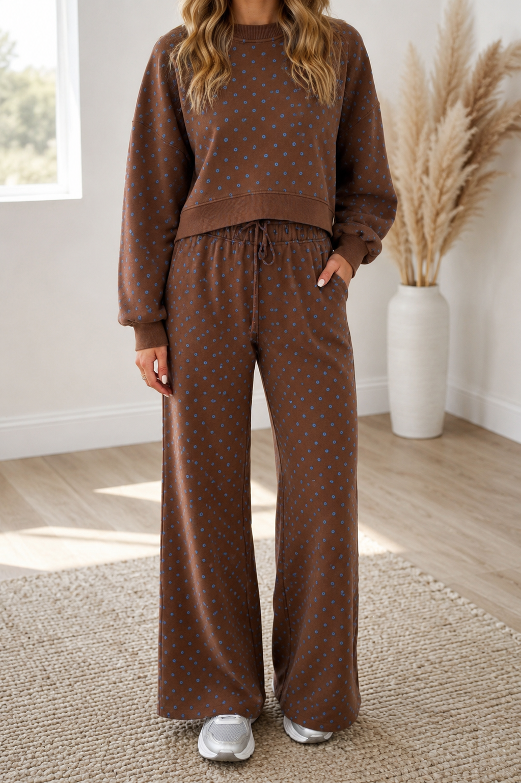 Pre-order Brown Polka Dot Drawstring Set