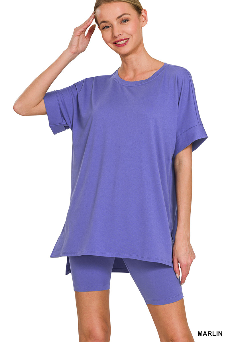 Pre-order Brushed DTY Microfiber Round Neck Top and Biker Shorts