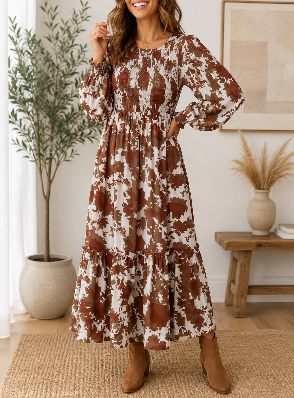 Pre-order Chestnut Floral Dress