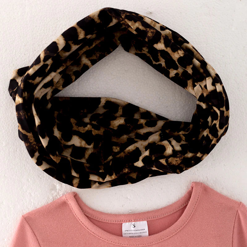 Girls Leopard High Low Set