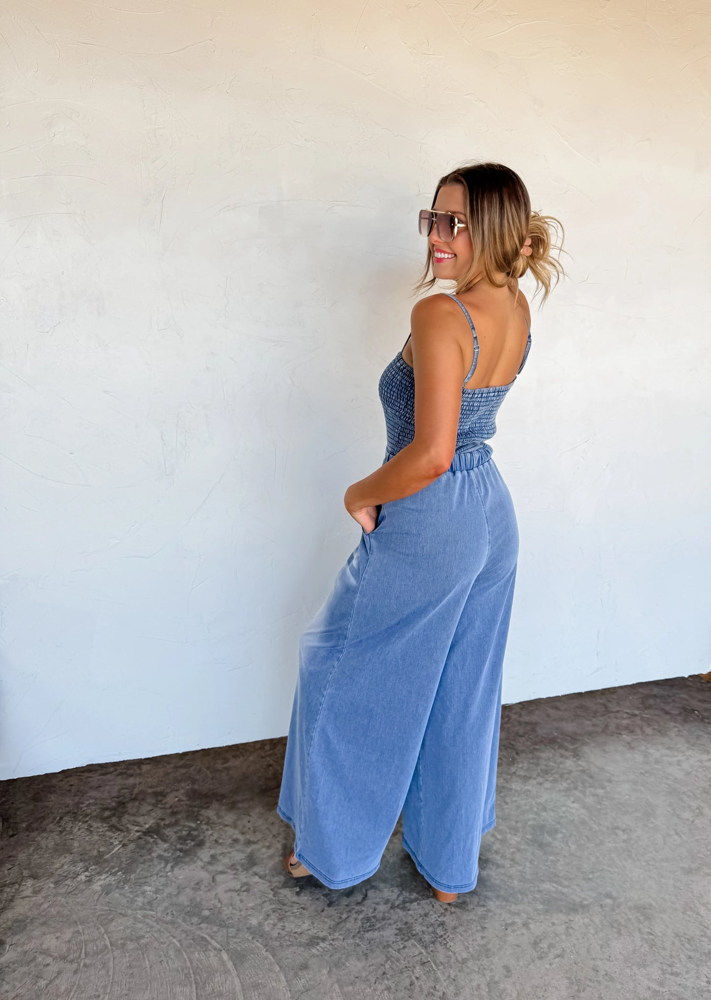 Pre-order Denim Crush Smocked Romper