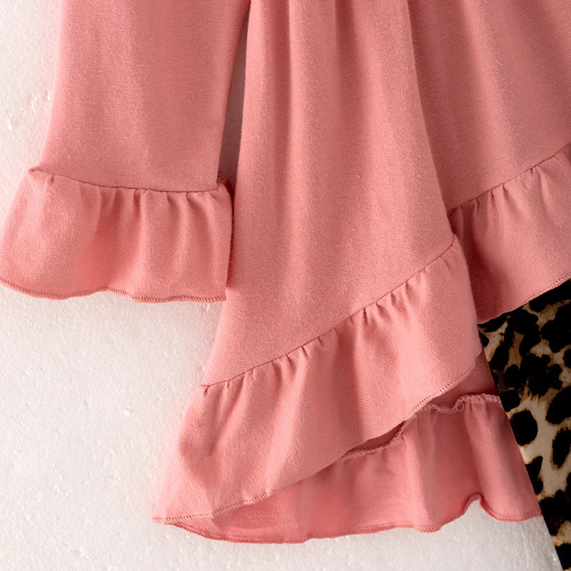 Girls Leopard High Low Set