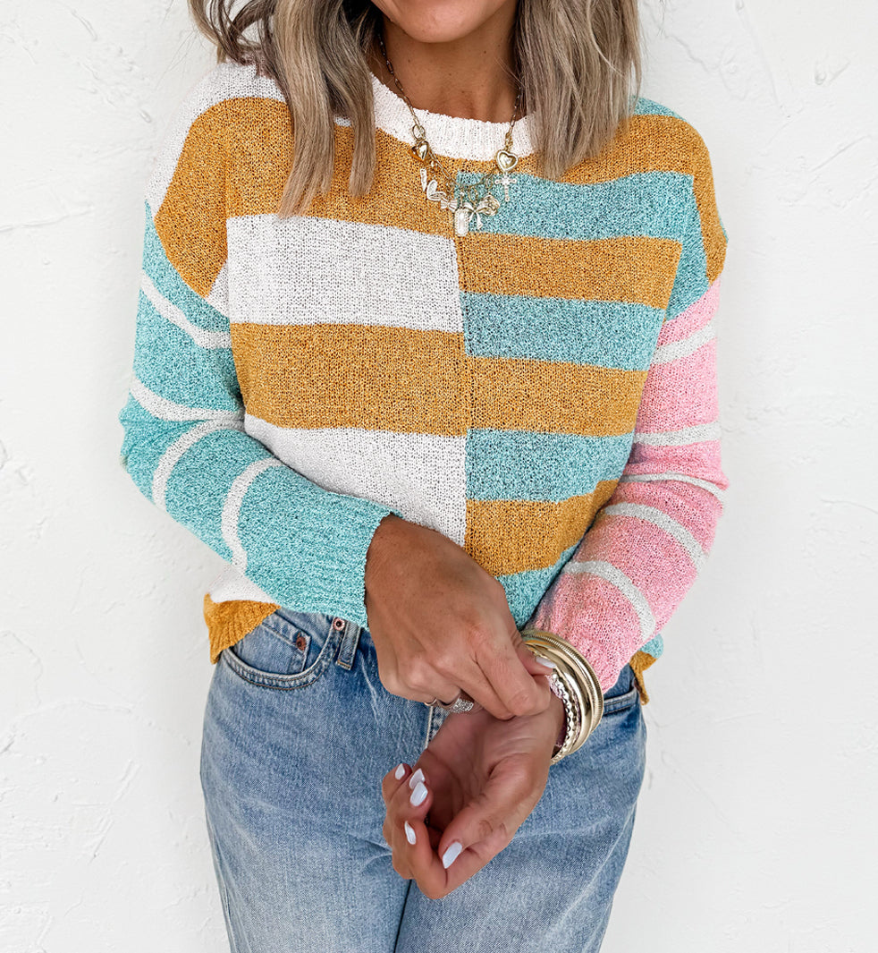 Pre-order Gold Colorblock Sweater August