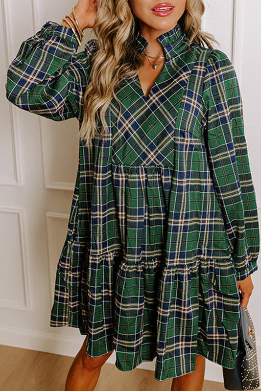 Pre-order Green Plaid Frilly Dress September