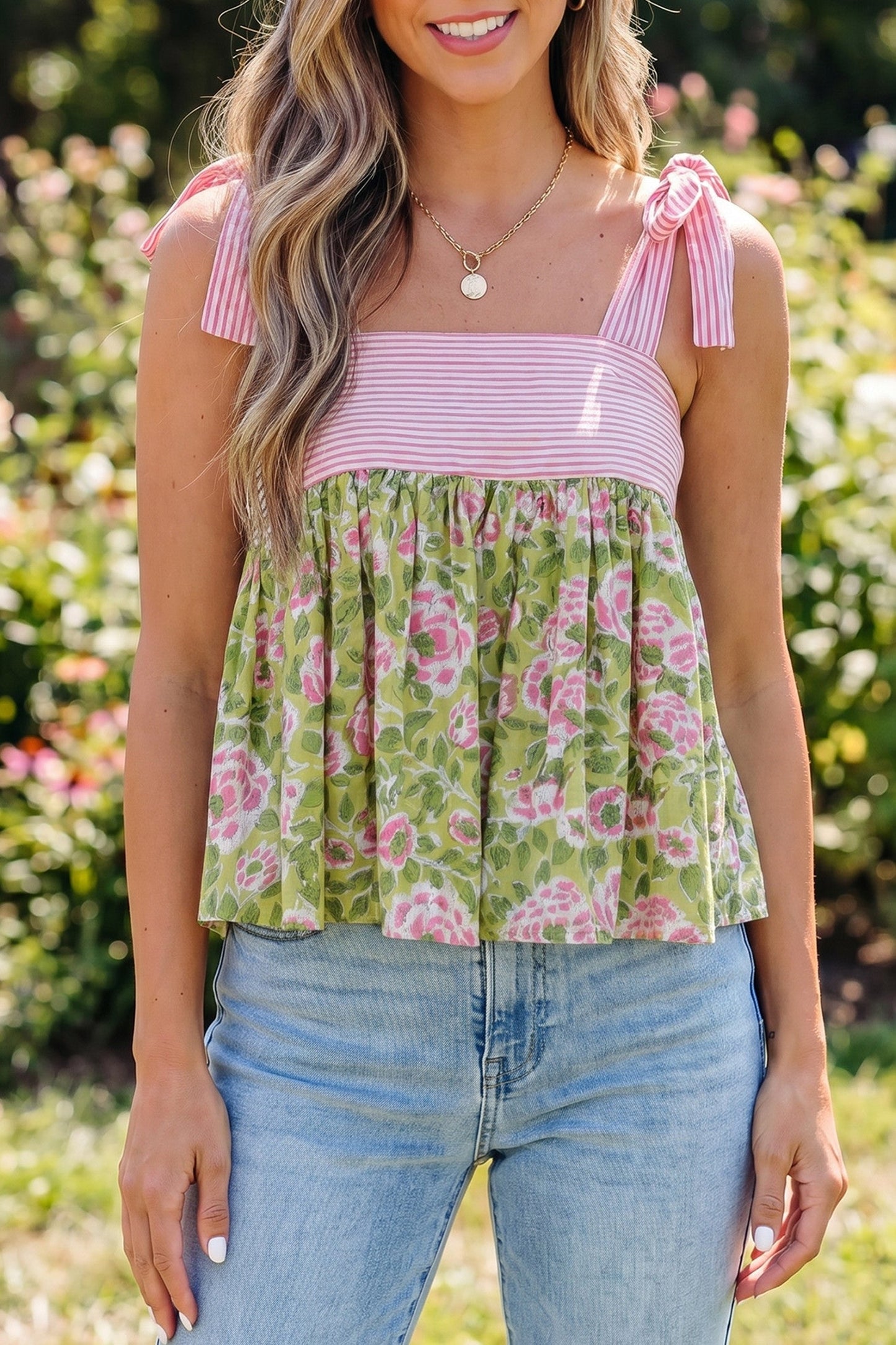 Pre-order Green Floral Babydoll Tank